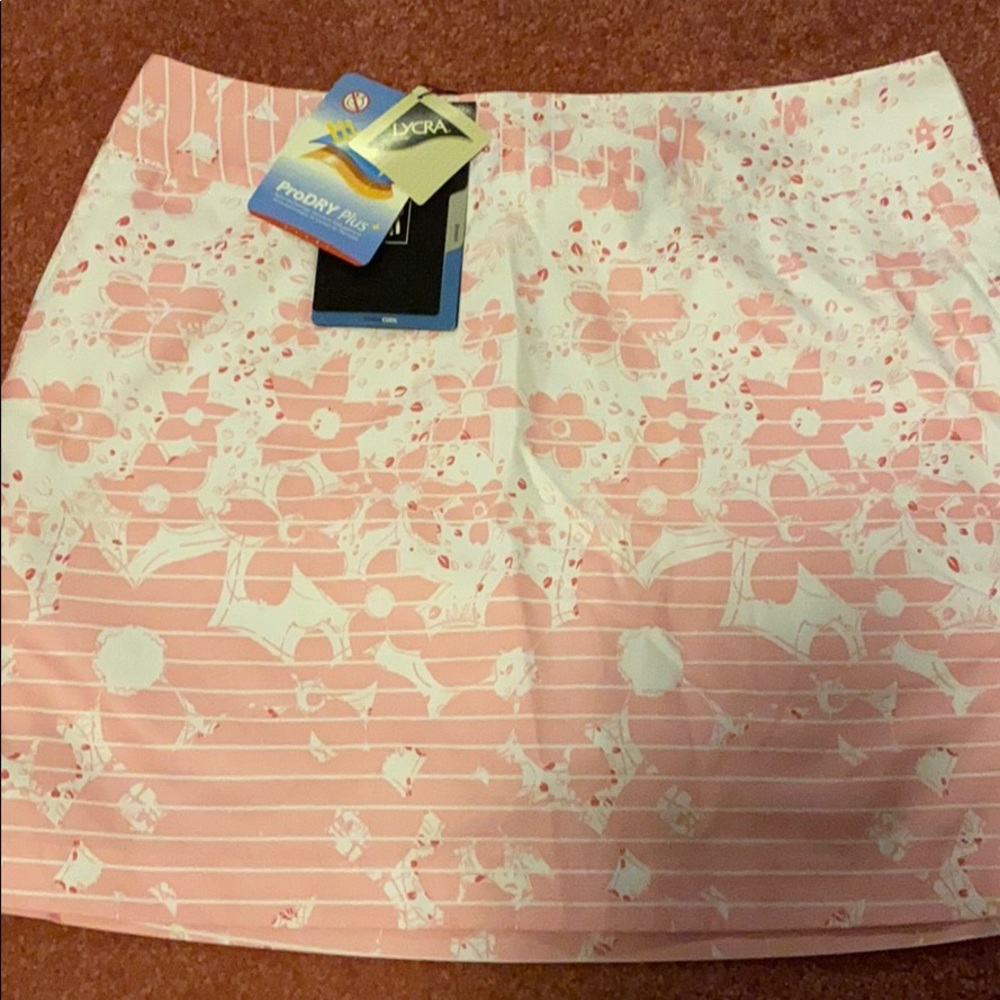 Pink floral golf skort
